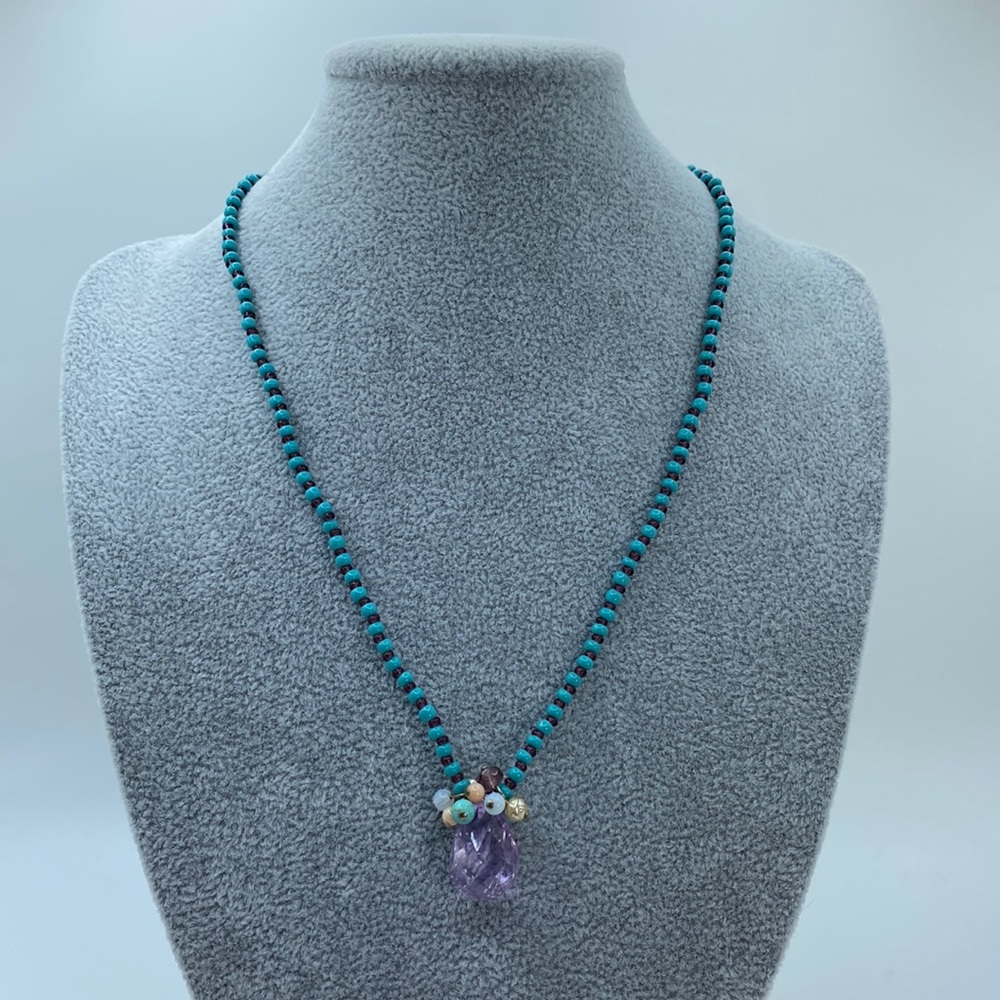 Purple Teardrop Crystal Necklace